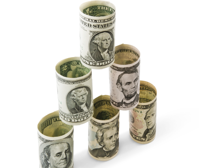 money-tower Image of tower of cups made with bills
